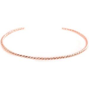 Lotus Stone Design Rose Gold Filled Twisted Rope Cuff Bracelet for Women, Medium